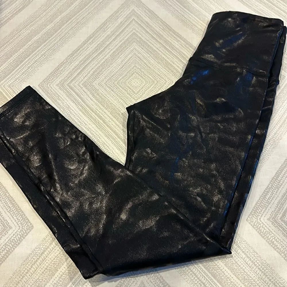 Strut This Women’s Black Shiny One Size High Waisted Leggings